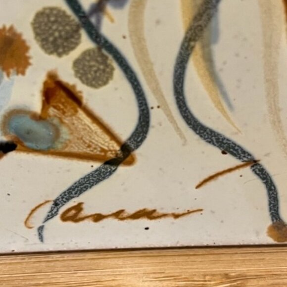 Vtg 1985 artist signed ceramic art tile abstract fish Luis Soares Portugal *READ - Picture 5 of 10
